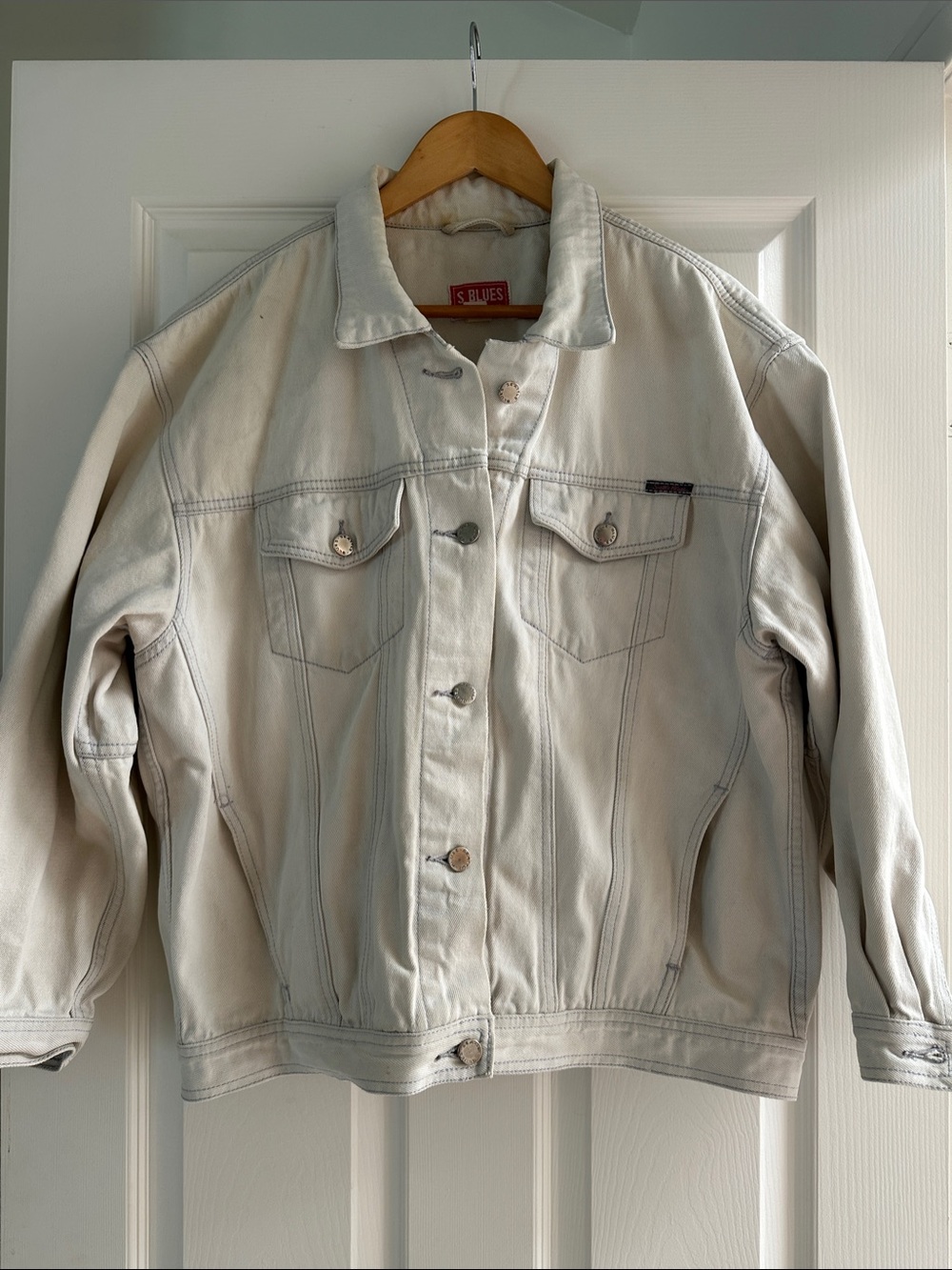 S. Blues Cream Denim Jacket — Red Logo Label